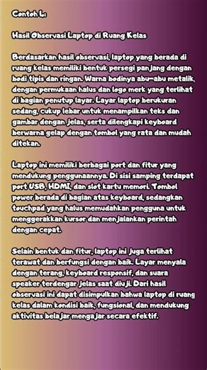 CONTOH TEKS DESKRIPSI TENTANG HASIL OBSERVASI