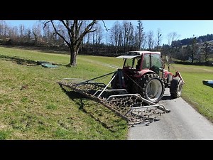 6m Eigenbau Wiesenegge | Lindner Geotrac 70 | Trinker Zwillingsräder | Frühling 22 | selfmade harrow