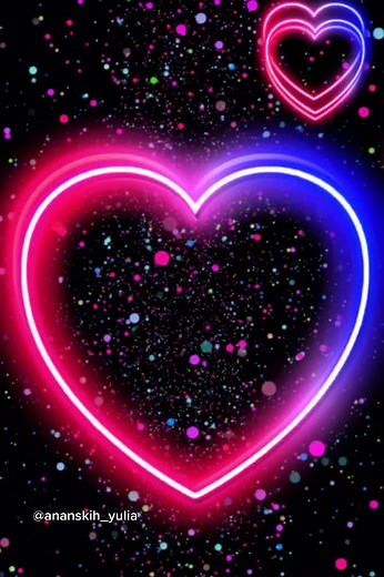 Neon Heart Shapes Video with Colorful Background