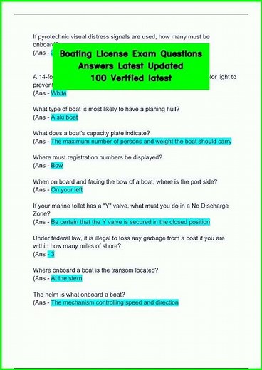#learnexams Boating License Exam Questions Answers Latest Updated 100 Verified latest video