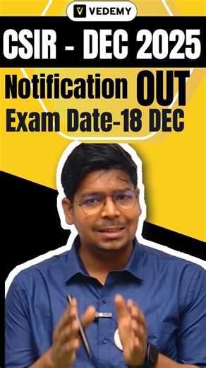 🎯 CSIR NET Dec 2025 Registration Begins | Exam Date: 18 Dec | Vedemy #csir #vedemy #lifescience