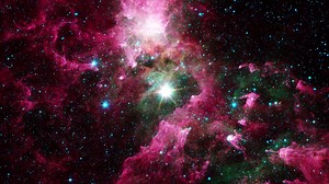 Download Space travel  throught red cloud nebula for free