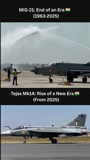 MiG-21: End of an Era 🇮🇳 | Tejas Mk1A: Rise of a New Era 🇮🇳 (1963–2025 ➤ From 2025) #shorts #viral