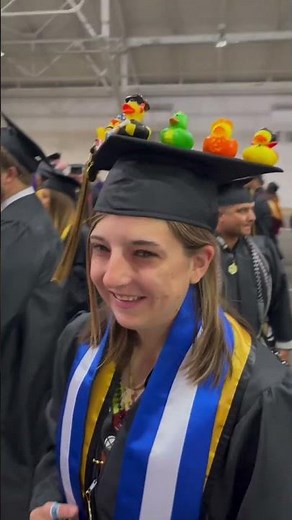 Graduation cap designs from Purdue Global commencement