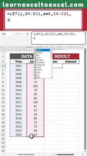 Group Data by Date Interval Brackets with Formula in #Excel using #GROUPBY Function: No #PivotTables