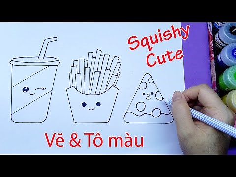How to draw and color Squishy fast food theme | Draw and color Squishy | Liam Channel