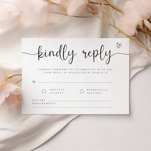 Modern Rsvp Card Template, Editable Wedding Response Card, Wedding Insert Card, Simple Rsvp Card, Kindly Reply Card, Instant Download RS-20 - Etsy