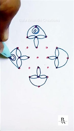 7*1 Easy deepam kolam design #deepamkolam #kolamrangoli