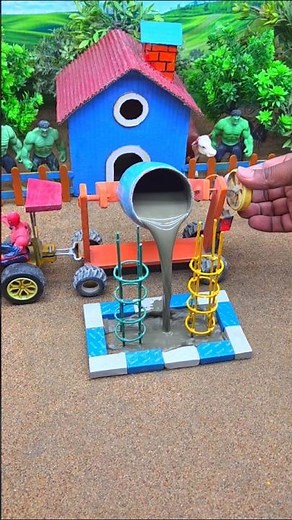 😱 Amazing Mini Tractor Making Cement Pillar with Bricks 🚜 DIY Real Working Construction Machine
