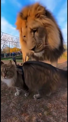 A Maine Coon Befriends a Real Lion?! The Most Unexpected Zoo Moment Ever