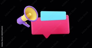 Special offer shopping advertising marketing announce megaphone quick tips 3d icon animation with alpha channel