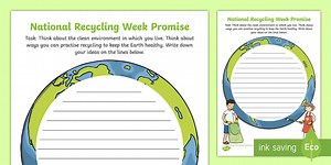 National Recycling Week Promise Worksheet
