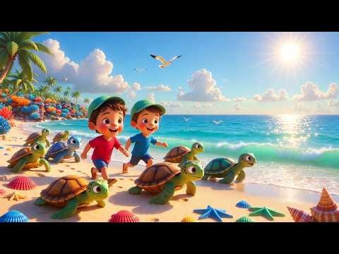 Seven Little Tiny Turtles 🐢 | Crawl Crawl Crawl | Fun Nursery Rhymes & Kids Songs