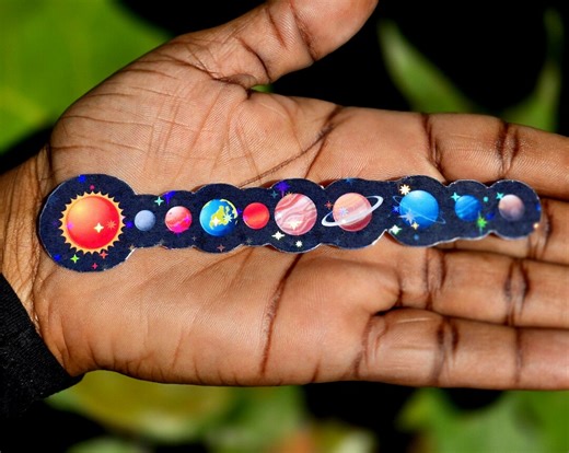Holographic Solar System Sticker | Sun Planets Column Decal (laptop, Water Bottle) - Etsy