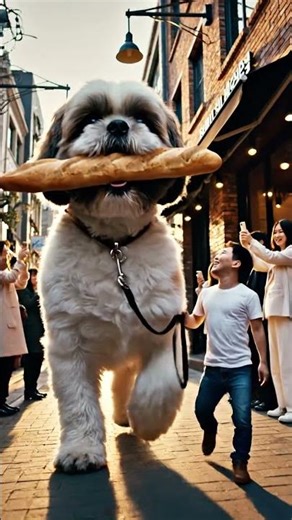 Have you ever seen a giant dog THIS serious about bread?