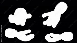 3D animation hand movement open and fist the palm of the hand with 4 camera view include black and white alpha matte. Stock Video