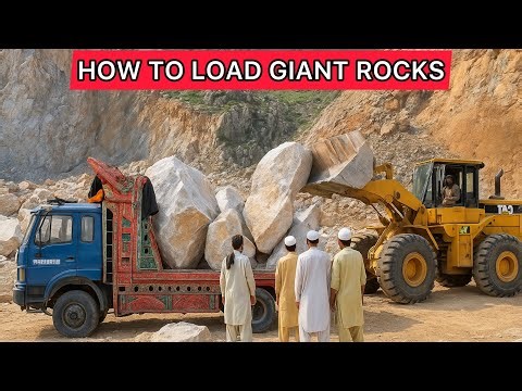 “How to Load Giant Rocks into Truck | Powerful Machine”