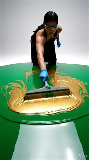 The Emerald King 👑: Satisfying Green & Gold Marble Epoxy Transformation #Epoxy #LiquidMarble