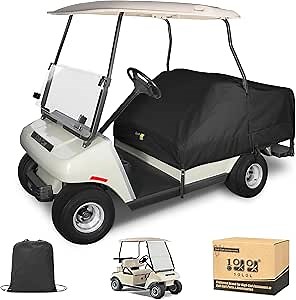 10L0L Waterproof Golf Cart Seat Cover, Universal for Yamaha EZGO Club Car 2+2 Seats Rain Covers | 600D Oxford Golf Cart Seat Protective Covers | Rain & Dust Protection | Easy On/Off for Daily Use