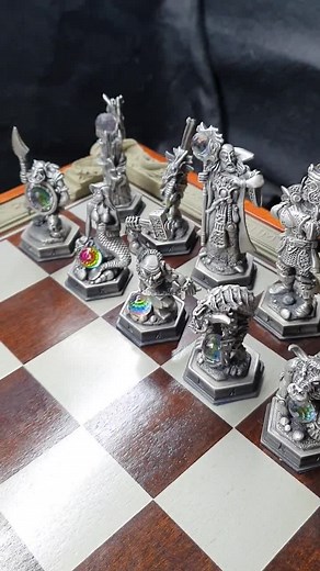 Myth and Magic Fantasy of the Crystal Chess Set Danbury Mint Tudor Mint Pewter and Crystal Collection in Blue Velvet Display Case - Etsy