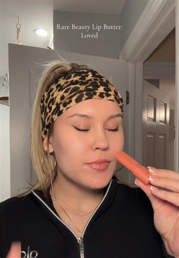 Finally got my hands on the @Rare Beauty lip butter in the shade: Loved and it smells and feels AMAZING on my lips. I do recommend it!!! #rarebeauty #lipbalm #tryon #foryou #makeup