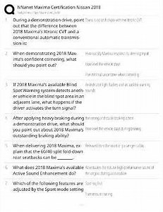 Nnanet 2018 Nissan Maxima CertificATIon Exam TEST BANK Verified Questions Answers