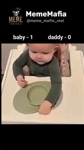 MemeMafia on Instagram: "This video meme captures a classic and hilarious family moment where a baby or toddler scores a clear, comical victory over their father. The scene is a domestic setting, like a living room floor or a nursery. A dad is trying to engage in a playful activity with his young child, but the baby effortlessly outsmarts or overpowers him. For example: · The Sneak Attack: The dad is lying on the floor, pretending to be asleep or defeated. The baby, with a look of intense concen