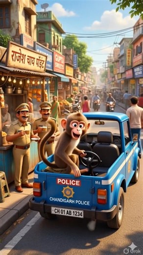 "इस बंदर ने पुलिस जीप चुराई… लेकिन आगे जो हुआ वो चौंकाने वाला था! 😱🐒"
