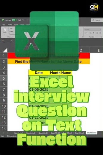 Get Month Name from Date in Excel 🤯 (TEXT Function Trick!)