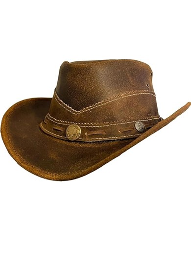 Handcrafted Leather Cowboy Hat: Classic Western Style With Adjustable String - Etsy