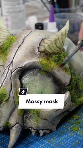 This mask will be available in my next shop update ✨ #mask #skullmask #magic #mossy #forest #fairy #painting