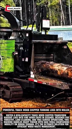 Powerful Track Wood Chipper Turning Logs into Mulch #woodworking #satisfying #logging