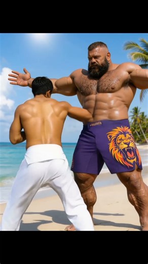 Huge muscle beast vs karateka!#karateka #bodybuilder #beastmode #strength #strongman #fight #shorts