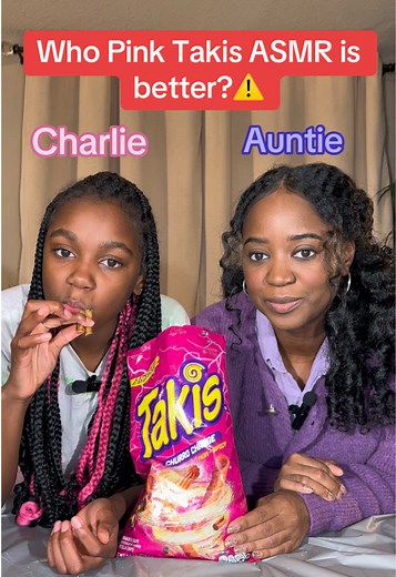 Pink Takis ASMR Challenge: Charlie vs Auntie