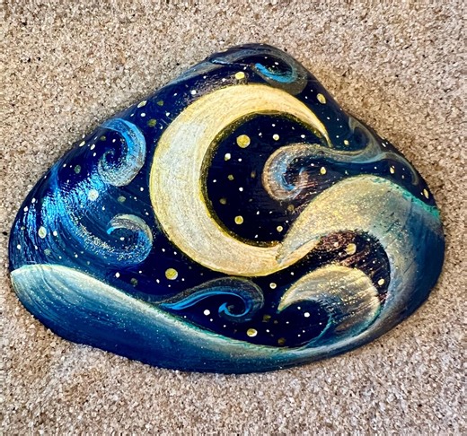 Hand-painted "twilight Sea" Seashell - Etsy