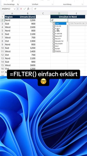 Filter function explained simply 🔍 #excel #exceltips #dataanalysis #microsoft #exceltricks