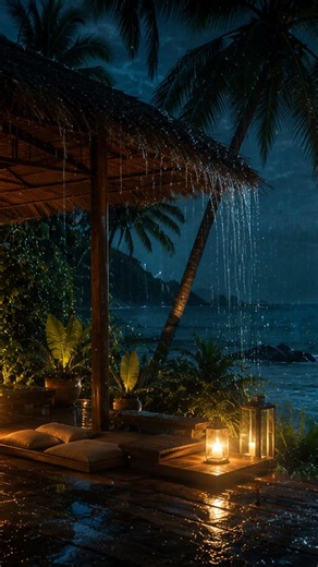 Tropical Rain Bungalow 🌴 | Rain Sounds for Sleeping