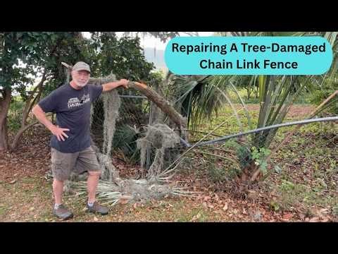 Repairing A Chain Link Fence After A Tree Limb Falls On It!