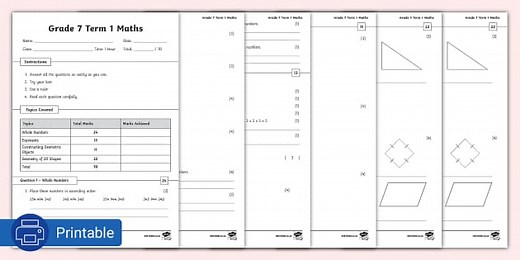 Grade 7 Maths - Term 1 - Assessment (CAPS Aligned)