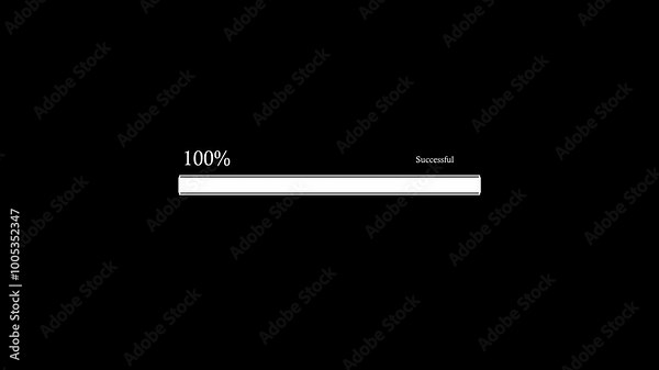 Loading progress bar downloading bar ,Status bar, processing from 0 to 100 transfer on black background. Stock Video