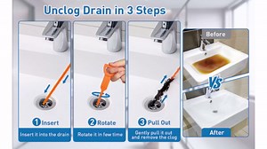 25 Inch Sink Snake Drain Clog Remover Tool,6 Pack Drain Cleaner Hair Clog Remover Tool, Drain Hair Remover Plumbers Snake, Drain Cleaner Sticks, Easy and Quick Unclog Sink Drain, Kitchen, Shower, tub.