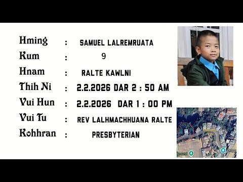 Samuel Lalremruata ruang chuan Chhingchhip alo thlengta. (Comment a ka Pin hi chhiar hmasak nise)