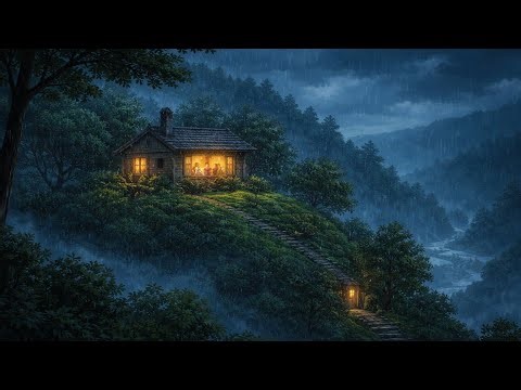 Cozy Hill Rain 🌧️ Night Sleep Sounds #rain #cozy