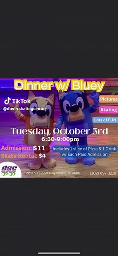 Bluey Visits Dover Skating Center Event