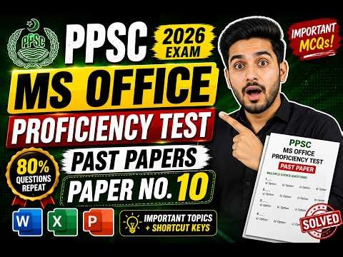 Office Proficiency Test | PPSC MS Office Test Preparation | Important Past Paper Questions #Paper 10