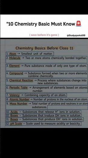 Strong basics make Class 11 Chemistry much easier.Revise these important concepts once and build😱🔥