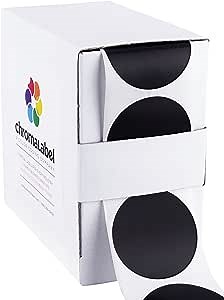 ChromaLabel 1.50 Inch Round Label Permanent Color Code Dot Stickers, 500 Labels per Dispenser Box, Black