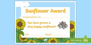 Sunflower Award Certificate