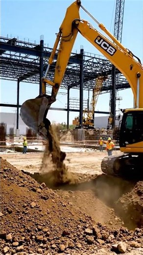 JCB Digging in Industrial Area | Heavy Construction & Earthmoving Action 🚜🏭
