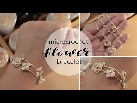 how to make crochet miniature flower bracelet - how to make micro crochet flower jewelry